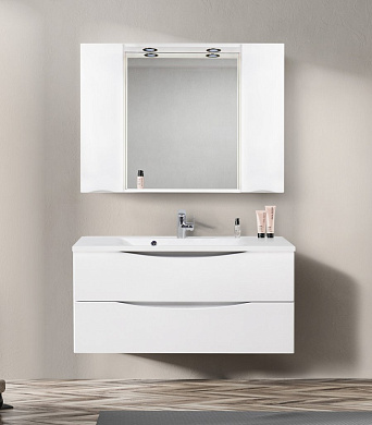 Шкаф зеркальный, Belbagno Marino 1200х150х750, Bianco Lucido, MARINO-SPC-1200/750-2A-BL-P