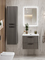 Тумба подвесная с керамической раковиной, Belbagno DUE, 50 см, Оружейная сталь DUE-500-2C-SO-GM-P+BB-8076-3-50+RS333MDN.4/160