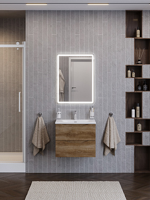 Тумба с керамической раковиной подвесная BelBagno МАРИНА-МИНИ2.0 (Marino-MINI-2.0) 50 Дуб светлый серый, раковина BB-8099-3-50+Marino-MINI-2.0-500-2C-SO-RGS-P