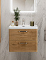 Тумба подвесная с керамической раковиной, Belbagno DUE, 50 см Rovere Nature DUE-500-2C-SO-RN-P+RS333MBSN.4/160+BB-8076-3-50