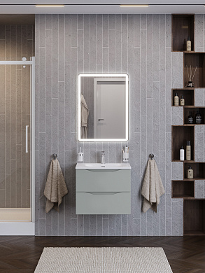 Тумба с керамической раковиной подвесная BelBagno МАРИНА-МИНИ2.0 (Marino-MINI-2.0) 50 Светло-серый матовый, раковина Marino-MINI-2.0-500-2C-SO-GCO-P