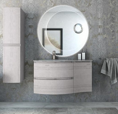 Тумба с раковиной из искусственного мрамора для ванной комнаты Cezares Vague 104 см Rovere sbiancato