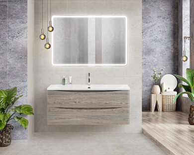 Тумба подвесная с раковиной из литьевого мрамора BelBagno ACQUA 120 Pino Scania