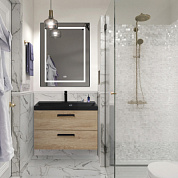Тумба подвесная с черной раковиной из литьевого мрамора BelBagno AURORA 80 Rovere Nebrasca Nature