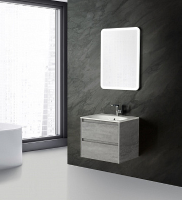 Тумба подвесная с керамической раковиной BelBagno KRAFT 60 Cemento Grigio