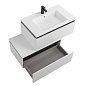 Тумба подвесная с  раковиной из искусственного мрамора, CEZARES SLIDER, 80 см Bianco Opaco SLIDER-800-1C-SO-BO+CZR-800/480-LV-MR-PRS+SLIDER-800-1C-PI-BO