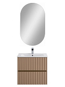 Тумба подвесная с керамической раковиной, Art&Max ELEGANT, 60 см капучино матовый AM-ELEGANT-600-2C-SO-CM-LED+AM7110-60