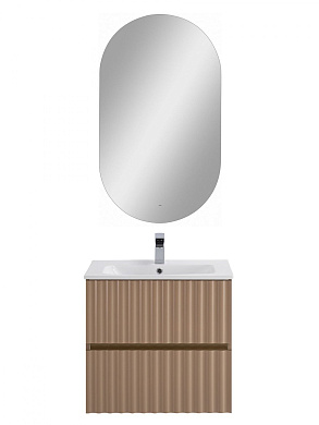 Тумба подвесная с керамической раковиной, Art&Max ELEGANT, 60 см капучино матовый AM-ELEGANT-600-2C-SO-CM-LED+AM7110-60
