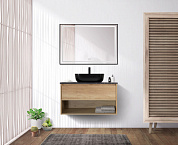 Тумба подвесная со столешницей и накладной раковиной BelBagno KRAFT 90 см Rovere Nebrasca Nature