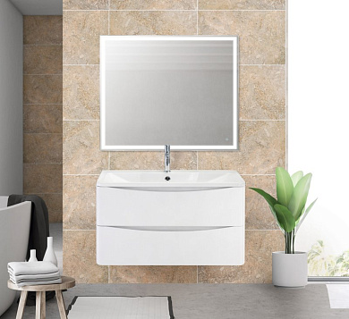 ACQUA База под раковину подвесная с двумя выкатными ящиками, Bianco Lucido, 1000x450x500, ACQUA-1000-2C-SO-BL