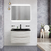 Тумба с черной раковиной из искусственного мрамора BelBagno Acqua 80 см Rovere Vintage Bianco