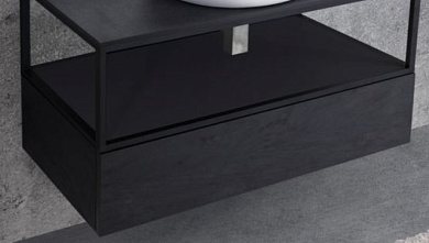 CADRO База под металлический каркас подвесная с одним выкатным ящиком, Nero 120x46x25, CADRO-120-1C-SO-NR-BLUM