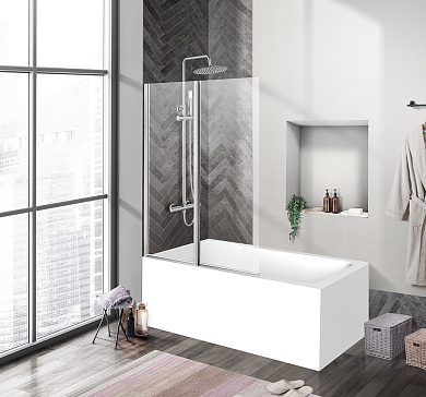 Душевая шторка на ванну BELBAGNO UNO-V-2-120/150-C-Cr