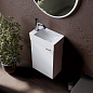 Тумба с керамической раковиной подвесная левосторонняя, SANCOS Mini, 35 см белый глянец MN35WL+CN5008