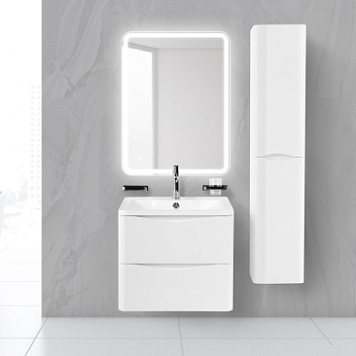 Тумба подвесная с раковиной из литьевого мрамора BelBagno ACQUA 70 Bianco Lucido