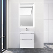 Тумба подвесная с раковиной из литьевого мрамора для ванной комнаты Belbagno Marino-H60 70 см Bianco Lucido, MARINO-H60-700-2C-SO-BL-P/BB700/450-LV-MR-AST