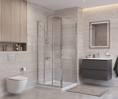 Душевой уголок BelBagno UNO-195-AF-31-80-C-Cr, профиль хром, стекло прозрачное.