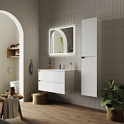 Тумба с керамической раковиной подвесная, SANCOS Cento, 80 см белый глянец CN80W+CN7005