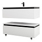 Тумба подвесная с  раковиной из искусственного мрамора, CEZARES SLIDER, 100 см Bianco Opaco SLIDER-1000-1C-SO-BO+CZR-1000/480-LV-MR-PRS+SLIDER-1000-1C-PI-BO