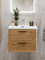 Тумба подвесная с керамической раковиной, Belbagno DUE, 50 см Rovere Nature DUE-500-2C-SO-RN-P+RS333MDN.4/160+BB-8076-3-50