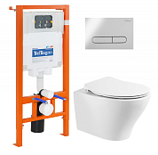 Унитаз подвесной с сиденьем BelBagno ACQUA + Система инсталляции для унитазов с кнопкой смыва BB340CHR/BB2020SC/BB002-80/BB005-PR-CHROME