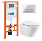 Унитаз подвесной с сиденьем BelBagno ACQUA + Система инсталляции для унитазов с кнопкой смыва BB340CHR/BB2020SC/BB002-80/BB005-PR-CHROME