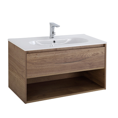 Тумба с раковиной подвесная Belbagno KRAFT 1000, Rovere Tabacco, 1000x460x500, KRAFT-1000-1C-SO-RT/LOV-1000-LVB