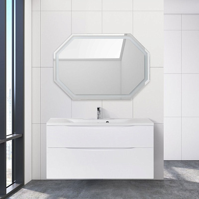 Тумба с раковиной подвесная Belbagno MARINO-H60 110, Bianco Lucido, MARINO-H60-1100-2C-SO-BL-P / BB1100/450-LV-MR-PR
