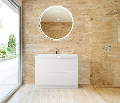Тумба с раковиной напольная BelBagno MARINO 80 Bianco Lucido, MARINO-800-2C-PIA-BL-P/BB800/450-LV-MR-AST