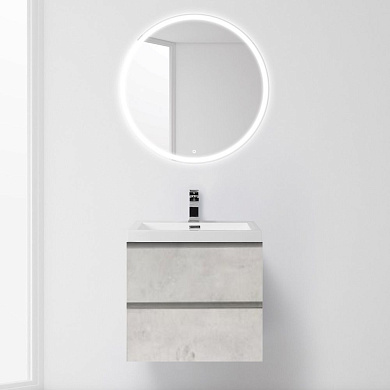Тумба с раковиной из искусственного мрамора для ванной комнаты BelBagno Luce 60 см Stucco Cemento Leggero