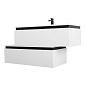 Тумба подвесная с  раковиной из искусственного мрамора, CEZARES SLIDER, 100 см Bianco Opaco SLIDER-1000-1C-SO-BO+CZR-1000/480-LV-MR-PRS+SLIDER-1000-1C-PI-BO