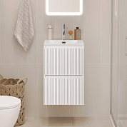 Тумба с раковиной подвесная BelBagno UNO-MINI-400-2C-SO-BO Белый матовый, раковина белая BB-8099-3-40