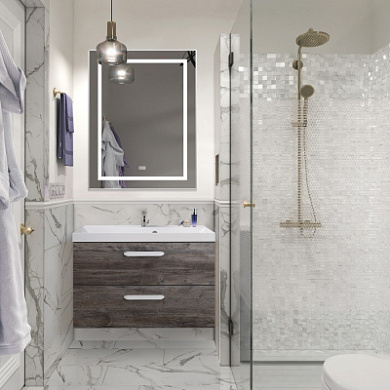 Тумба подвесная с раковиной из литьевого мрамора BelBagno AURORA 80 Pino Pasadena