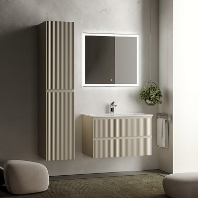 Тумба с керамической раковиной подвесная, SANCOS Snob R, 80 см Beige Soft SNR80CE+CN7012