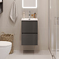 Тумба с раковиной подвесная BelBagno UNO-MINI-400-2C-SO-GSO Темно-серый матовый, раковина белая BB-8099-3-40
