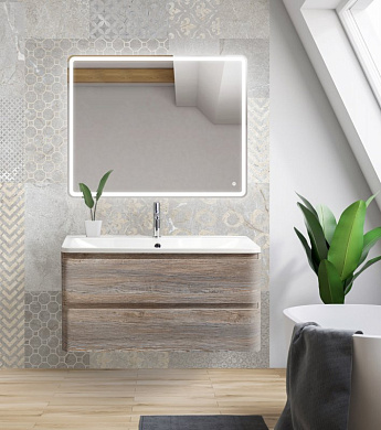 Тумба с раковиной из искусственного мрамора для ванной комнаты BelBagno Albano 100 см Pino Scania