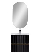 Тумба подвесная с керамической раковиной, Art&Max ELEGANT, 60 см черный матовый AM-ELEGANT-600-2C-SO-NM-LED+AM7110-60