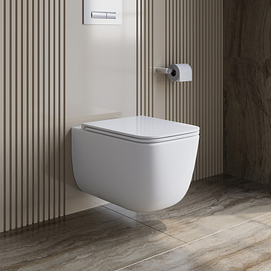 Унитаз подвесной безободковый с сиденьем и смывом ТОРНАДО BelBagno БЛЕСК (LUCE) BB076CH-TOR/SC