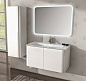 Тумба со стеклянной раковиной для ванной комнаты Cezares Liverpool 95 см Bianco Lucido