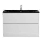 Тумба напольная с черной раковиной из литьевого мрамора BelBagno ALBANO 120 Bianco Lucido