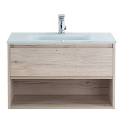 Тумба подвесная со стеклянной раковиной BelBagno KRAFT 80 см Rovere Galifax Bianco