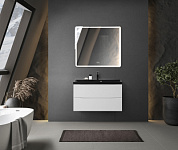 Тумба подвесная с черной раковиной из литьевого мрамора BelBagno MARINO 80 Bianco Lucido