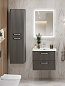 Тумба подвесная с керамической раковиной, Belbagno DUE, 50 см, Оружейная сталь DUE-500-2C-SO-GM-P+BB-8076-3-50+RS333CP.4/160