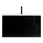 Тумба с раковиной подвесная BelBagno Marino 1000 , Nero Lucido, 1000x445x500, MARINO-1000-2C-SO-NL-P/BB1000/445-LV-MR-PR