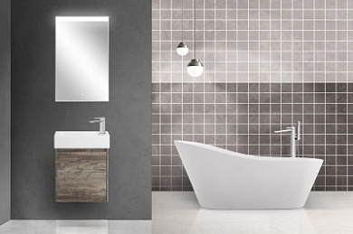 Тумба подвесная с керамической раковиной BelBagno KRAFT MINI 50 Pino Pasadena, правосторонняя