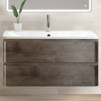 ALBANO База под раковину подвесная с двумя выкатными ящиками, Rovere Nature Grigio, 1200x450x500, ALBANO-1200-2C-SO-RNG