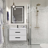 Тумба подвесная с раковиной из литьевого мрамора BelBagno AURORA 90 Bianco Lucido