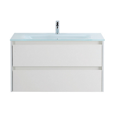 Тумба подвесная со стеклянной раковиной BelBagno KRAFT 80 Bianco Opaco