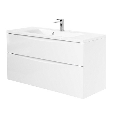 MARINO-H60 База под раковину подвесная с двумя выкатными ящиками, Bianco Lucido, 1100x450x600, MARINO-H60-1100-2C-SO-BL-P
