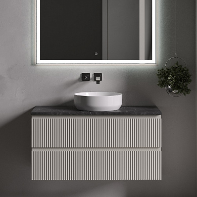 Тумба со столешницей и керамической раковиной подвесная, SANCOS Snob R, 100 см Beige Soft SNR100CE+TT100A1+CN5023